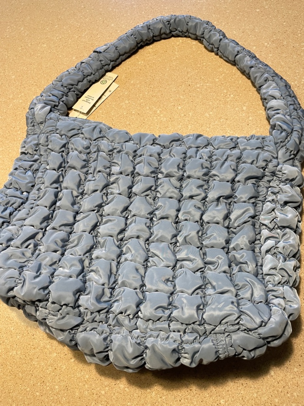 No Boundaries Light Blue Quilted Puffer Shoulder Bag